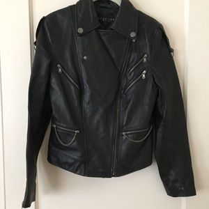 Kenneth Cole Reaction 100% Leather Moto Jacket